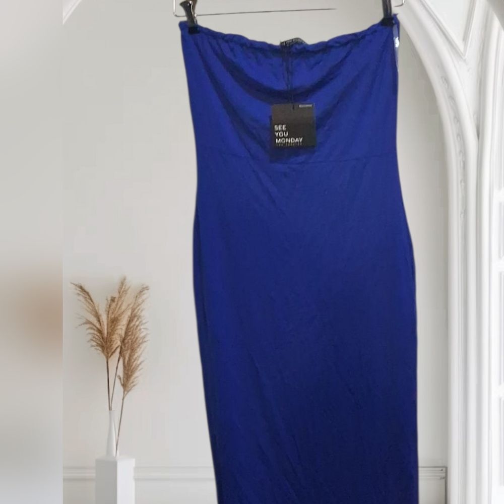 See You Monday Royal Blue Strapless Midi Dress NWT Large